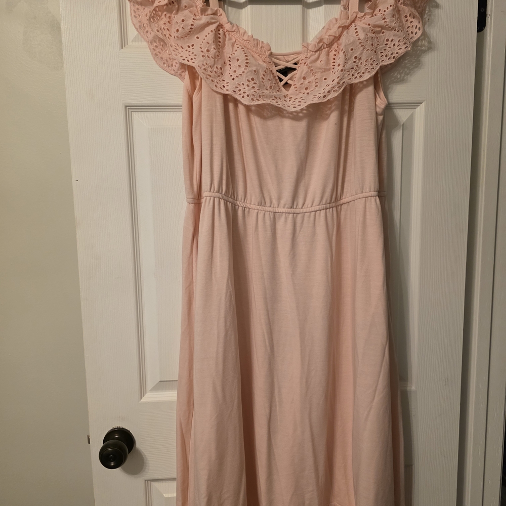 Lane Bryant Blush Lace-Up Eyelet Top